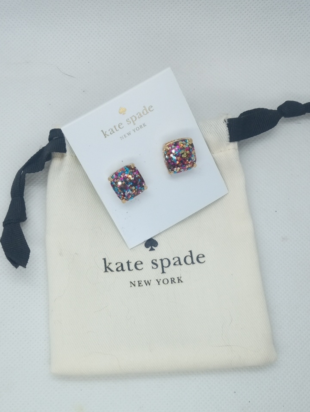 KATE SPADE SQUARE GLITTER POST EARRINGS